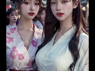 (3D ANIMATED AI-GENERATED MODELS) girlfriends came in the air yukatas (with pussy misapplication ASMR sound!)